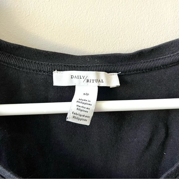 DAILY RITUAL Solid Black Tank Top Size Small - Picture 3 of 3